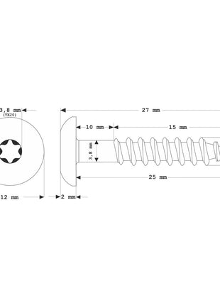 Tornillos para fachada Meisterling 4,8x25 mm 100 piezas (010020000021) 12 mm cabeza plana gris claro con rosca parcial Torx Acero inoxidable V2A