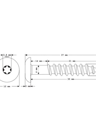 Meisterling Fassadenschrauben 5,5x35 mm 100 Stück ( 010030000111 ) 12 mm Flachkopf anthrazit mit Torx Teilgewinde V4A Edelstahl