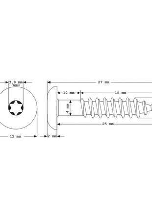 Meisterling Fassadenschrauben 5,5x25 mm 100 Stück ( 010030000031 ) 12 mm Flachkopf dunkelbraun mit Torx Teilgewinde V4A Edelstahl