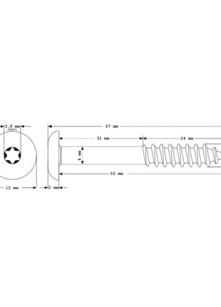 Meisterling Fassadenschrauben 5,5x55 mm 100 Stück ( 010030000411 ) 12 mm Flachkopf weiß mit Torx Teilgewinde V4A Edelstahl