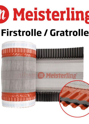 Meisterling Firstrolle / Gratrolle 320 mm x 5 m ( 012100000400 ) UV stabilisiertes hochleistungs PET Spinnvlies Gewebe schwarz