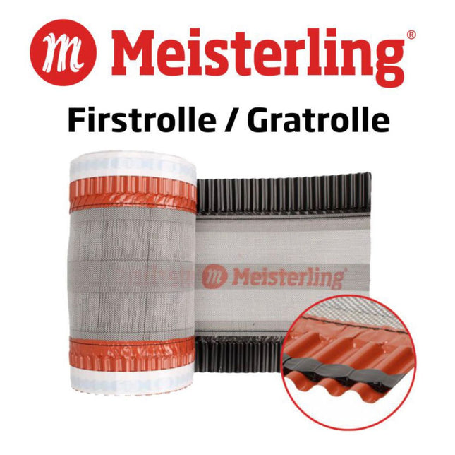 Meisterling Firstrolle / Gratrolle 320 mm x 5 m ( 012100000400 ) UV stabilisiertes hochleistungs PET Spinnvlies Gewebe schwarz