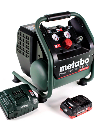 Metabo Power 160-5 18 LTX BL OF compresseur sans fil 18 V 8,0 bar sans brosse + 1x accu LiHD 4,0 Ah + chargeur