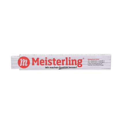 Meisterling Zollstock Gliedermaßstab weiß mit roter Schrift ( 090100000031 ) 2m mit Winkelgradskala und Stahlfedern