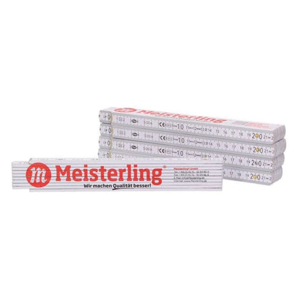 Meisterling Zollstock Gliedermaßstab weiß mit roter Schrift ( 090100000031 ) 2m mit Winkelgradskala und Stahlfedern