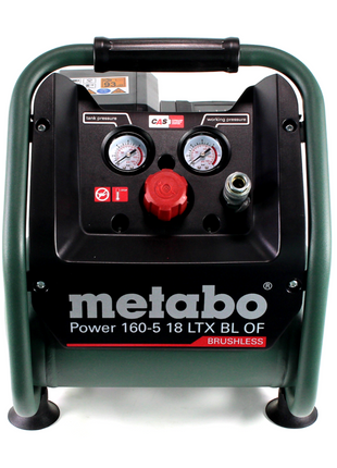 Kompresor akumulatorowy Metabo Power 160-5 18 LTX BL OF 18 V 8,0 bar bezszczotkowy + 2x akumulator LiHD 4,0 Ah + ładowarka