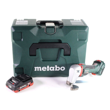 Tijeras de hojalata para batería Metabo SCV 18 LTX BL 1.6 18 V sin escobillas + 1x batería LiHD 4,0 Ah + MetaLoc - sin cargador