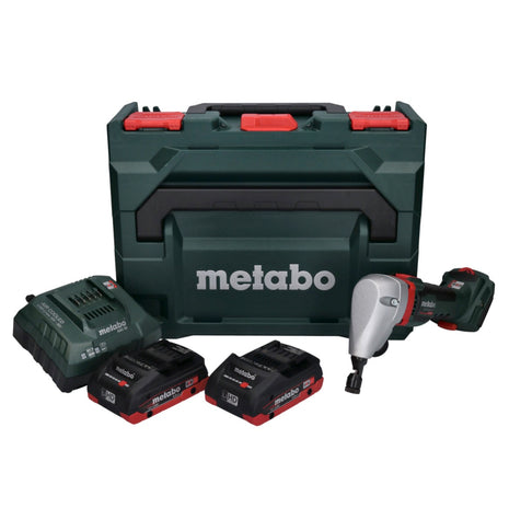 Nibbler de batería Metabo NIV 18 LTX BL 1.6 18 V sin escobillas + 2 baterías LiHD 4,0 Ah + cargador + metaBOX