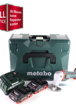 GRATIS 3 años de servicio completo protección integral Metabo SCV 18 LTX BL 1.6 batería tijeras de hojalatero 18 V sin escobillas + 2x batería LiHD 4,0 Ah + cargador + MetaLoc