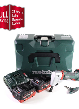 GRATIS 3 años de servicio completo protección integral Cortadora de batería Metabo NIV 18 LTX BL 1.6 Cortadora sin escobillas de 18 V + 2 baterías LiHD de 5,5 Ah + cargador + MetaLoc