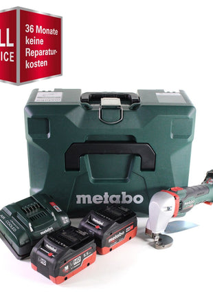 GRATIS 3 Jahre Full Service Rundum Schutz Metabo SCV 18 LTX BL 1.6 Akku Blechschere 18 V Brushless + 2x LiHD Akku 5,5 Ah + Ladegerät + MetaLoc