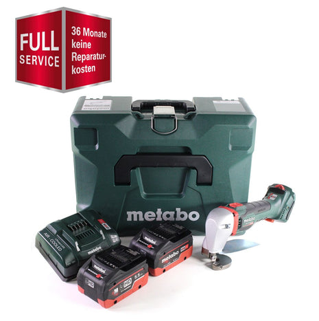 GRATIS 3 años de servicio completo protección integral Metabo SCV 18 LTX BL 1.6 batería tijeras de hojalatero 18 V sin escobillas + 2x batería LiHD 5,5 Ah + cargador + MetaLoc