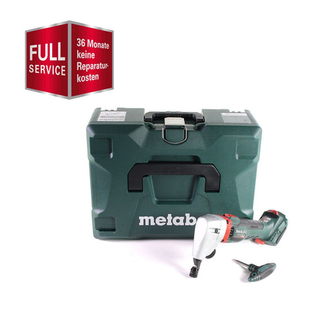 GRATIS 3 años de servicio completo protección integral Metabo NIV 18 LTX BL 1.6 Nibbler de batería 18 V sin escobillas (601614840) Solo nibbler + MetaLoc - sin batería, sin cargador