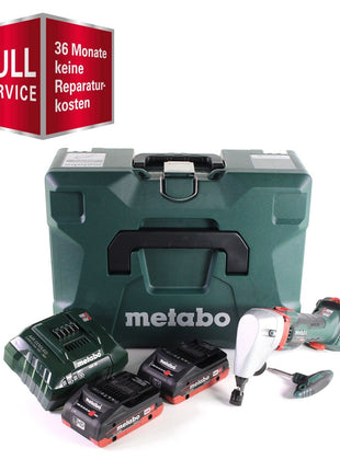 Metabo NIV 18 LTX BL 1.6 Grignoteuse sans fil (GRATUIT 3 ans de service complet protection complète)18 V brushless + 2x Batteries LiHD 4.0 Ah + Chargeur + MetaLoc