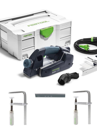 Festool EHL 65 EQ-Plus Einhandhobel 720 W 65 mm Hobelbreite ( 576601 ) + 2x FSZ 120 Schraubzwingen + HW 65 Spiralmesser + systainer - Toolbrothers