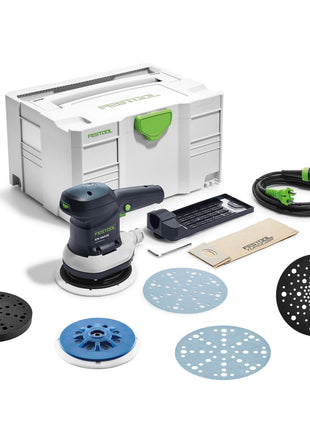 Festool ETS 150/5 EQ-Plus Exzenterschleifer 310 W 150 mm + 150x Schleifscheibe + 2x Protection Pad + Schleifteller+ Interface Pad + systainer - Toolbrothers