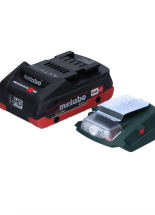 Juego básico de adaptador de corriente para batería Metabo PA 14.4-18 LED-USB con 1 batería LiHD de 4,0 Ah - sin cargador