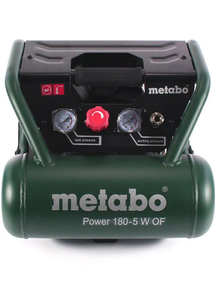 Metabo Power 180-5 W OF Kompressor 8 bar 1,1 kW + Spiralschlauch 7,5 m + Blaspistole + Reifenfüller