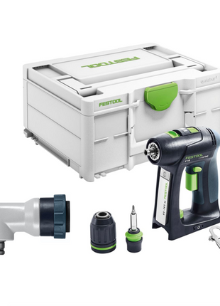 Festool C 18 Basic Akku Bohrschrauber 18 V 45 Nm Brushless Solo + systainer ( 576434 ) + Winkelvorsatz DD-AS  - ohne Akku, ohne Ladegerät ( Nachfolger von 574737 )