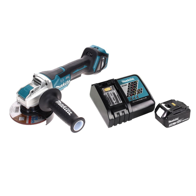 Amoladora angular sin cable Makita DGA 519 RF1 18 V 125 mm Brushless X-Lock + 1x batería recargable 3,0 Ah + cargador