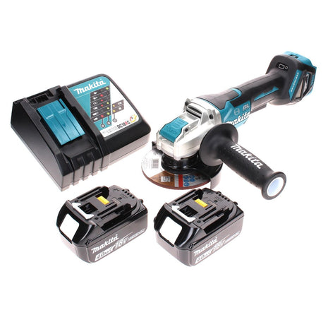 Smerigliatrice angolare a batteria Makita DGA 519 RM 18 V 125 mm Brushless X-Lock + 2x batteria 4,0 Ah + caricabatterie