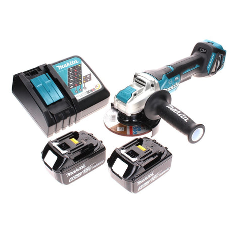 Smerigliatrice angolare a batteria Makita DGA 519 RT 18 V 125 mm Brushless X-Lock + 2x batteria ricaricabile 5,0 Ah + caricabatterie