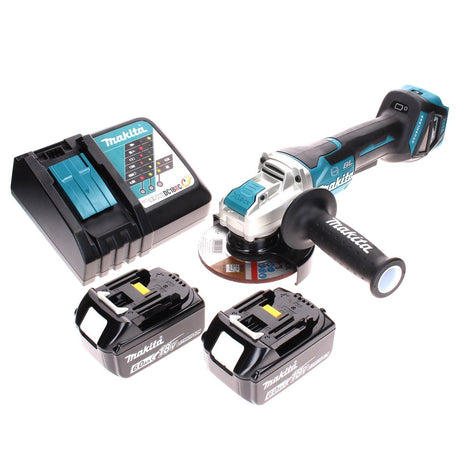 Amoladora angular a batería Makita DGA 519 RG 18 V 125 mm sin escobillas X-Lock + 2x baterías 6,0 Ah + cargador