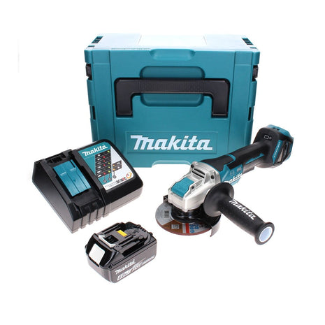 Makita DGA 519 RG1J Smerigliatrice angolare a batteria 18 V 125 mm Brushless X-Lock + 1x batteria ricaricabile 6,0 Ah + caricabatterie + Makpac