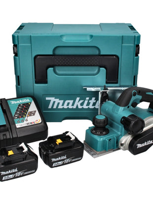 Makita DKP 181 RFJ Akku Hobel Falzhobel 82 mm 18 V Brushless + 2x Akku 3,0 Ah + Ladegerät + Makpac