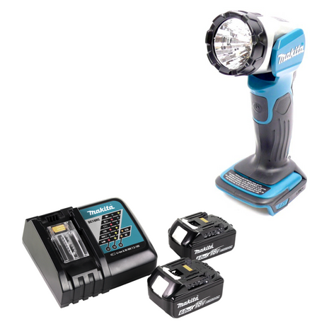 Makita BML 802 RG Akku Lampe für 14,4 und 18V Akkus + 2x Akku 6,0 Ah + Ladegerät