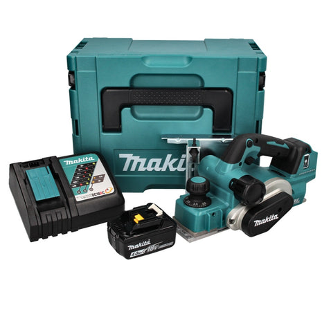 Makita DKP 181 RM1J rabot pliable à batterie 82 mm 18 V sans balais + 1x batterie 4,0 Ah + chargeur + Makpac