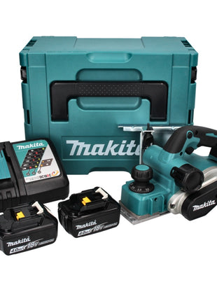 Makita DKP 181 RMJ rabot pliable à batterie 82 mm 18 V sans balais + 2x batteries 4,0 Ah + chargeur + Makpac