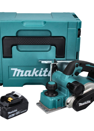 Cepillo plegable a batería Makita DKP 181 T1J 82 mm 18 V sin escobillas + 1x batería 5,0 Ah + Makpac - sin cargador