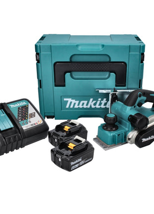 Makita DKP181RGJ Rabot sans fil 82mm 18V Brushless + 2x Batteries 6,0 Ah + Chargeur + Coffret Makpac