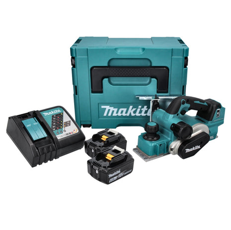 Pialla a batteria Makita DKP 181 RGJ 82 mm 18 V brushless + 2x batteria ricaricabile 6,0 Ah + caricabatterie + Makpac