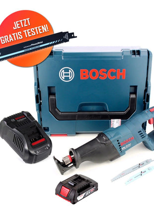 Gratis Bosch Carbide Säbelsägeblatt Bosch GSA 18 V-LI Akku Säbelsäge 18 V + 1x Akku 2,0 Ah + Ladegerät + L-Boxx