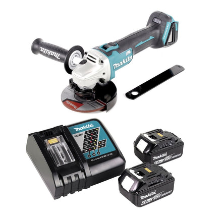 Makita DGA 506 RG cordless angle grinder 18 V 125 mm brushless + 2x rechargeable battery 6.0 Ah + charger