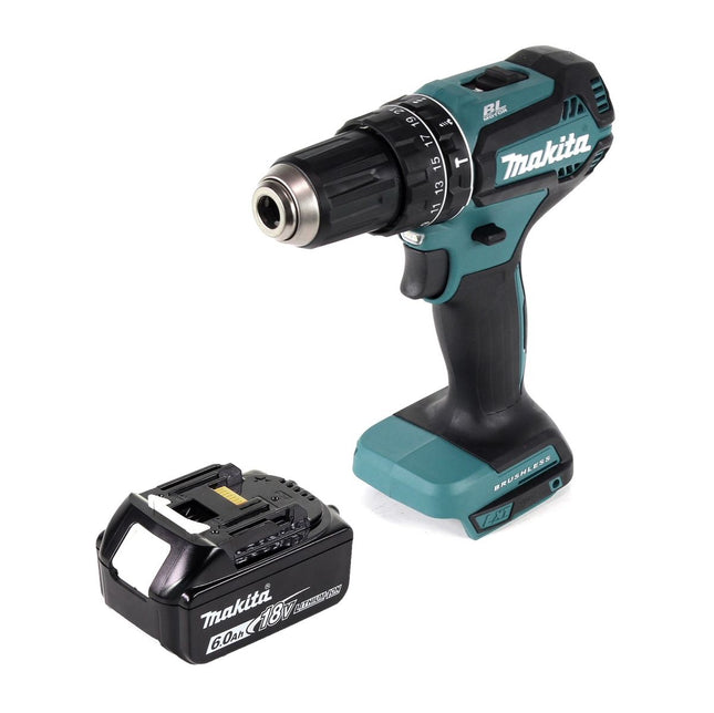 Taladro de percusión sin cable Makita DHP 485 G1 18 V 50 Nm sin escobillas + 1x batería recargable 6,0 Ah - sin cargador