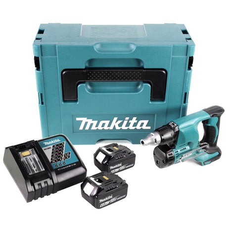 Makita DFS 450 RGJ Akku Schnellbauschrauber Trockenbauschrauber 18 V + 2x Akku 6,0 Ah + Ladegerät + Makpac