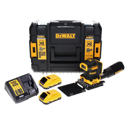 Lijadora vibratoria inalámbrica DeWalt DCW 200 L2 18V 108x115 mm + 2x baterías 3.0Ah + cargador + TSTAK