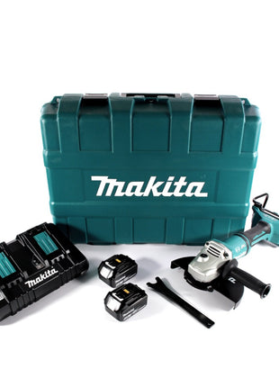 Amoladora angular a batería Makita DGA 900 PMK 36 V (2x 18 V) 230 mm sin escobillas + 2x batería 4,0 Ah + cargador doble + maletín