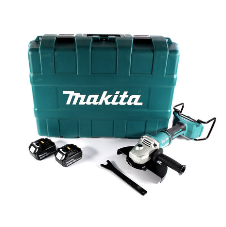 Makita DGA 900 TK Meuleuse d'angle sur batterie 36 V (2x 18 V) 230 mm sans balais + 2x batterie 5,0 Ah + coffret - sans chargeur