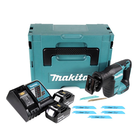 Makita DJR 188 RFJ Akku Reciprosäge 18 V Brushless + 2x Akku 3,0 Ah + Ladegerät + 5x Sägeblatt Metal Wood + Makpac - Toolbrothers