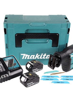 Makita DJR 188 RTJ Akku Reciprosäge 18 V Brushless + 2x Akku 5,0 Ah + Ladegerät + 5x Sägeblatt Metal Wood + Makpac - Toolbrothers