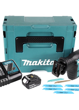 Makita DJR 188 RG1J Akku Reciprosäge 18 V Brushless + 1x Akku 6,0 Ah + Ladegerät + 5x Sägeblatt Metal Wood + Makpac - Toolbrothers