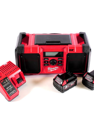 Milwaukee M18 JSR DAB+-502C Akku / Netz Radio Baustellenradio 18 V + 2x Akku 5,0 Ah + Ladegerät