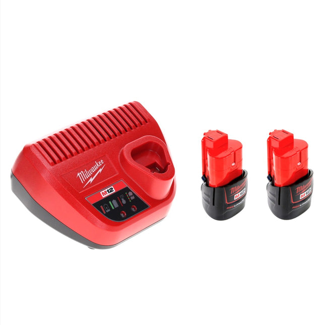 Kit de démarrage de batterie Milwaukee 12 V avec 2x batteries 1,5 Ah + chargeur M12 C12C