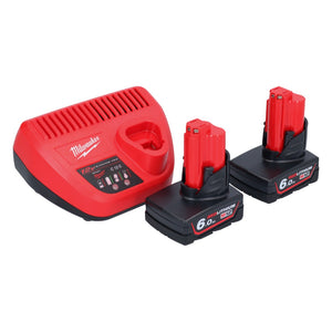 Milwaukee M12 NRG-602 Starter Set 2x 12 V 6,0 Ah Li-Ion Akku + C12 C Ladegerät