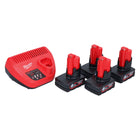 Milwaukee M12 NRG-604 Starter Set 4x 12 V 6,0 Ah Li-Ion Akku + C12 C Ladegerät - Toolbrothers