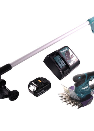 Tijera cortacésped a batería Makita DUM 604 RM1 18 V + mango alargador con rodillo + 1x batería 4,0 Ah + cargador